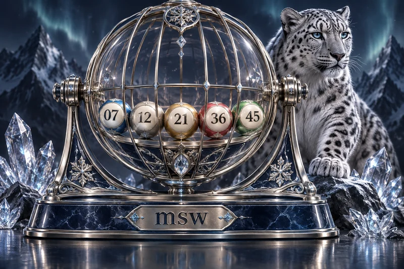 msw — lottery cage at sample numbered balls na 07, 12, 21, 36, 45