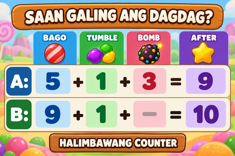 Paliwanag na hypothetical record: Candy Blitz Bombs. Successful tumble increment at eligible bomb value: hiwalay na inputs. Hindi actual provider screenshot.