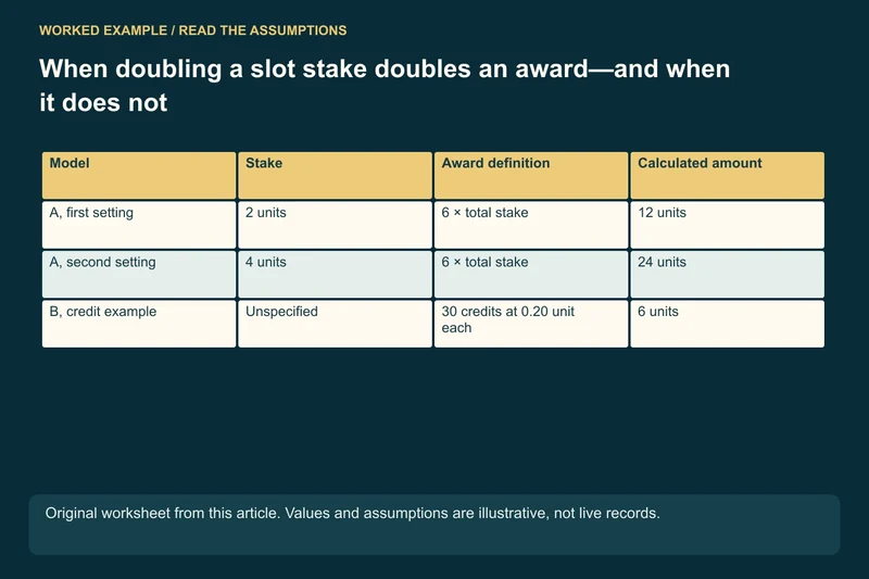Same factor, same rules: 6 × 2 = 12; 6 × 4 = 24; Add a hypothetical 20-unit cap: min(24, 20) = 20; A credit row needs its unit: 30 credits × 0.20 = 6 units
